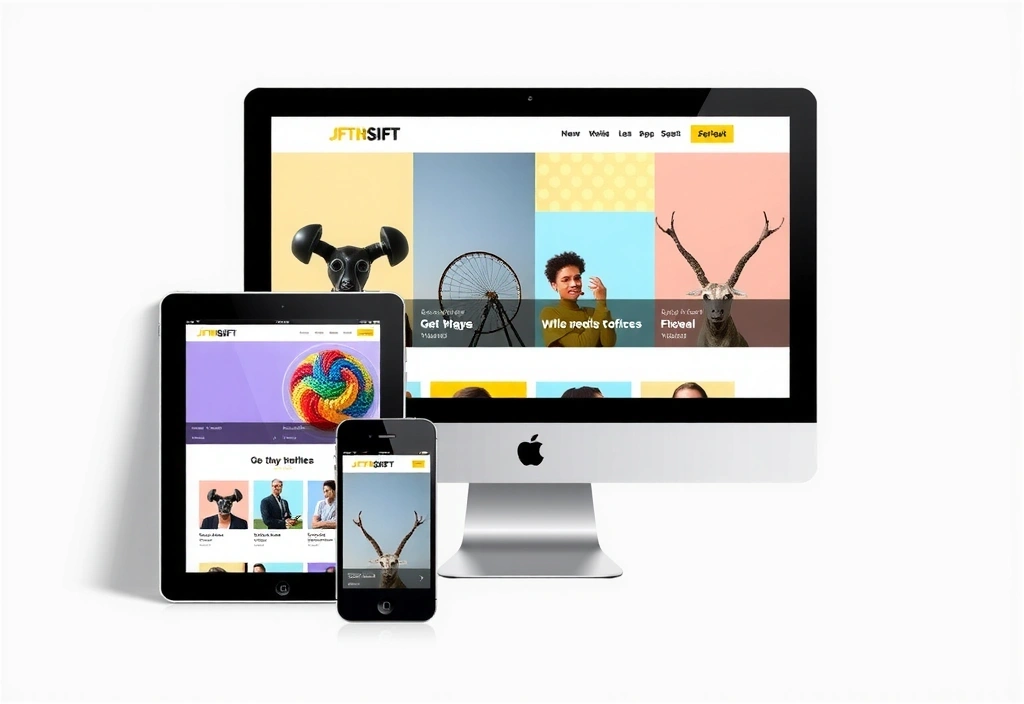 Responsive development showing websites on various devices and screen sizes